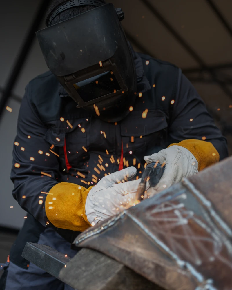 Industrial welding process in action